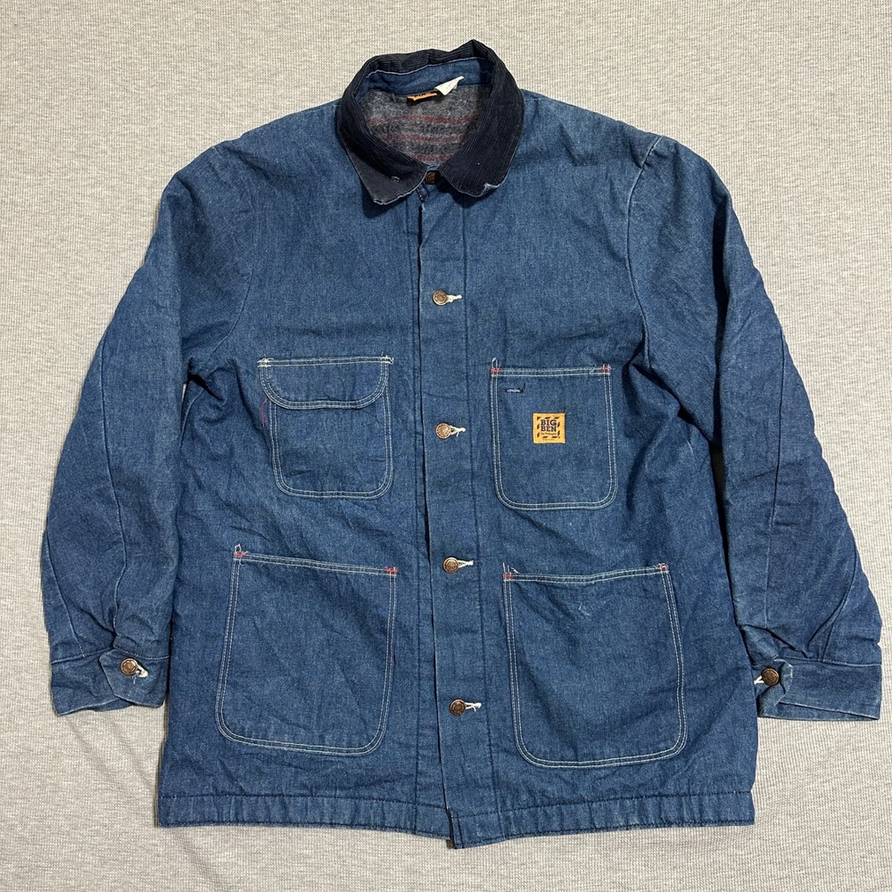 Big Ben by Wrangler Denim Chore Coat Blanket Lined Blue Made in USA Mens Size 40
